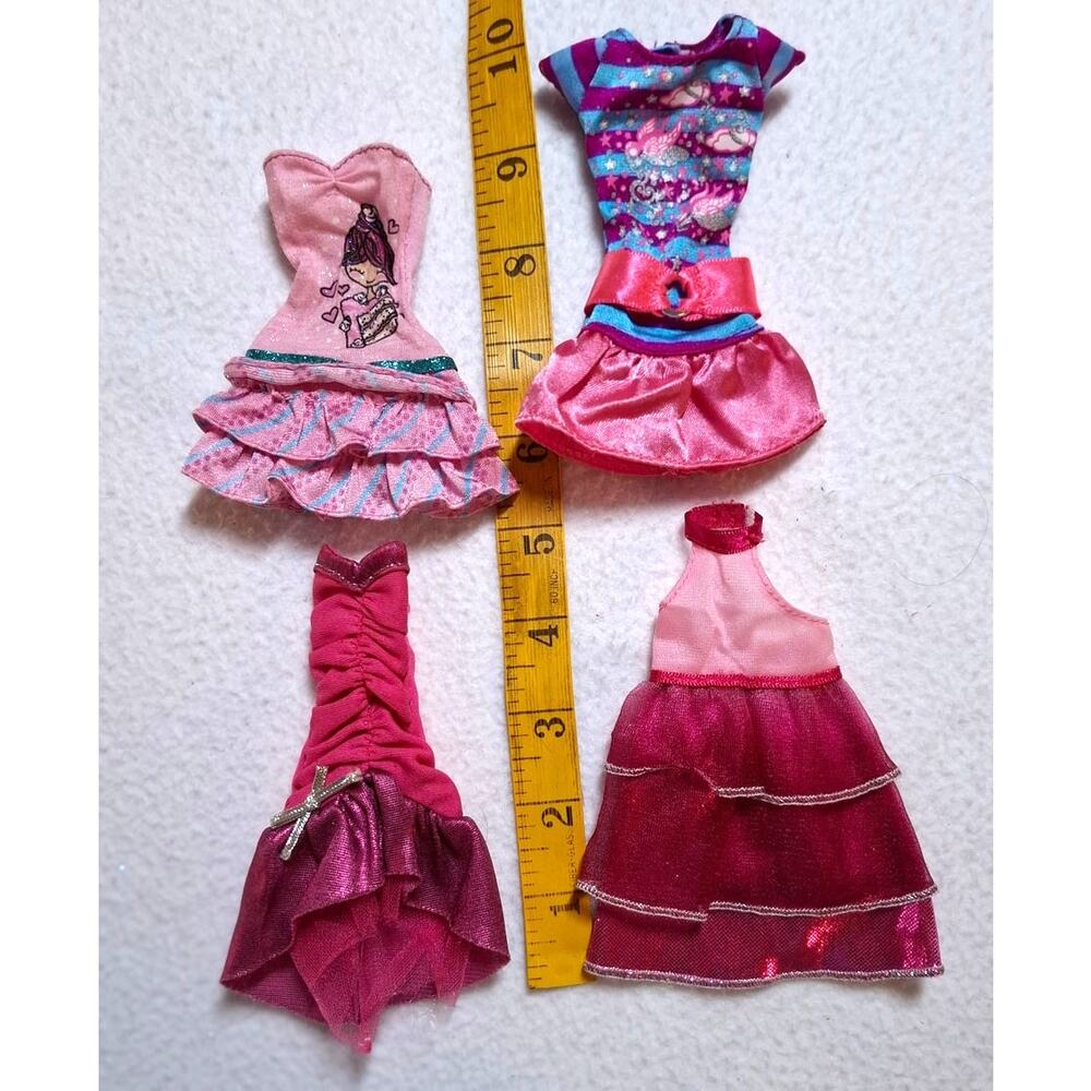 Barbie Doll Size Vintage 80s 90s Ruffle Dress Lot Pink Drop Waist 1/6 Scale